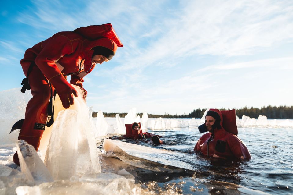 Daytime Ice Floating Rovaniemi, Frozen Lake Experience - Thermal Rescue Floating Suits: Warm, Buoyant, and Actually Practical