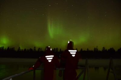 From Rovaniemi: Ice Floating under Aurora Borealis - What happens before you float: pickup, suits, and getting oriented