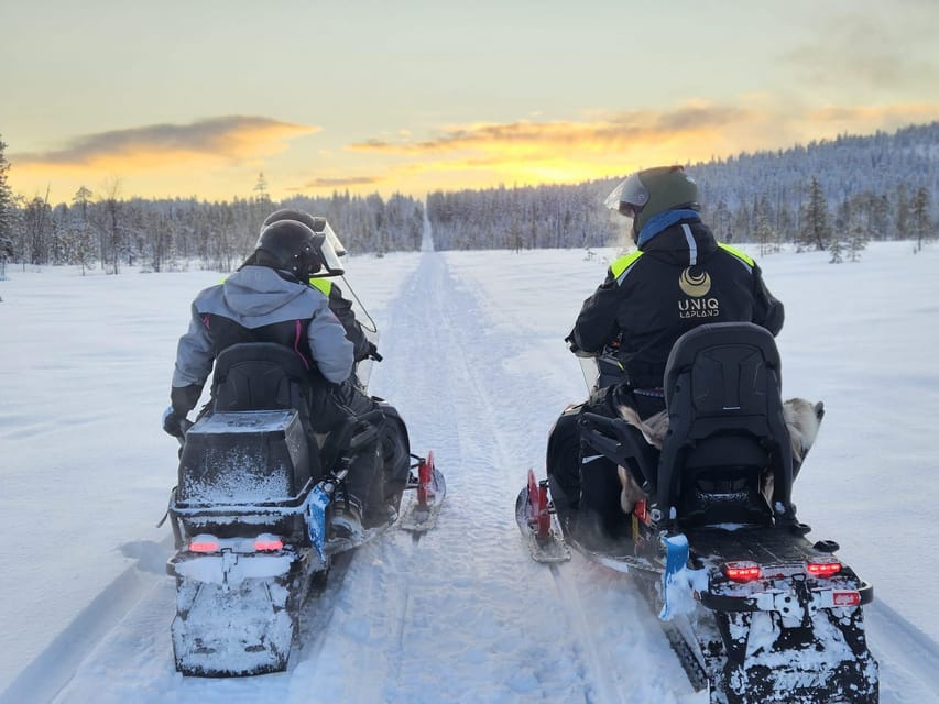 Lapland: Private Snowmobile Safari with arctic Local Guide - Evening timing and the northern lights route with low light pollution