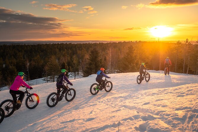 Scenic electric fat bike group ride in Rovaniemi - Ounasvaara Winter Trail: snow silence and trail choices