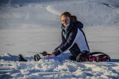 Snowshoeing Adventure with Ice-Fishing, Fire and Survival - Snowshoes and Compass Lessons on the Way to the Frozen Lake