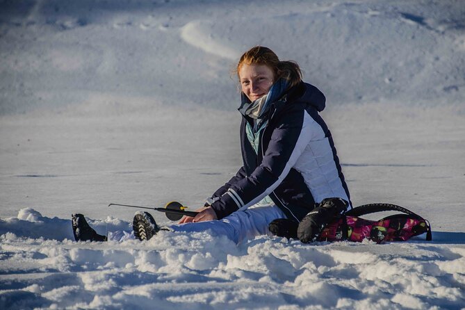 Snowshoeing Adventure with Ice-Fishing, Fire and Survival - Snowshoes and Compass Lessons on the Way to the Frozen Lake