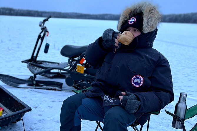 VIP Ice Fishing "ICEBREAKER" Lunch in Glass Igloo - Snow scooters: fun factor with adult and kid routes
